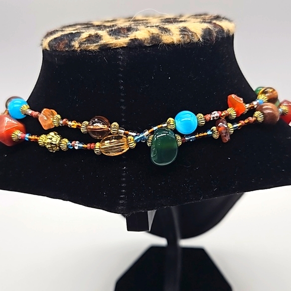 Glass bead single strand necklace 18" L - Picture 6 of 8